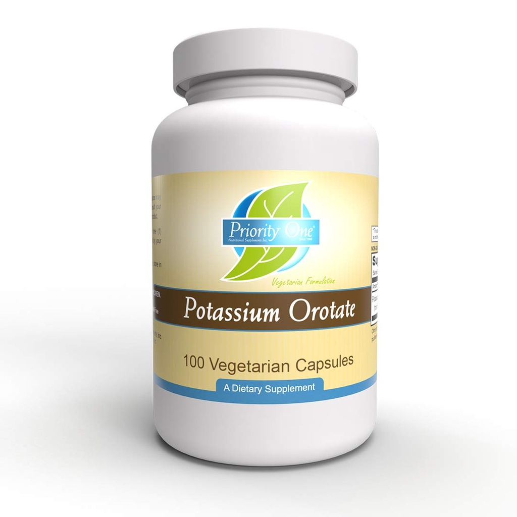 Priority One Vitamins Potassium Orotate 100 Vegetarian Capsules - Highly-Absorbable - Healthy Carbohydrate and Energy Metabolism* - Supporting a Healthy Cardiovascular System.*