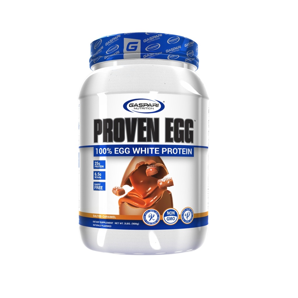 Gaspari Nutrition Proven Egg, 100% Egg White Protein, 25g Protein, Keto Friendly, Dairy and Lactose Free, Soy Free (2 lbs, Salted Caramel)