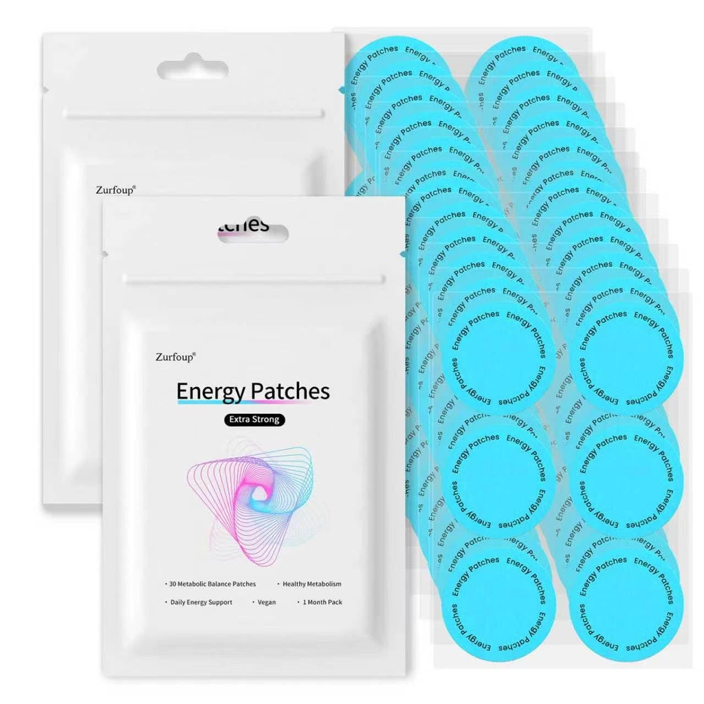 Energy Patches Extra Strong,30 Pack Caffeine & Red Ginseng Transdermal Energy Boost Patches, Natural Ingredients Vegan Energy Stickers for Focus, Stamina & All-Day Alertness,1 Month Supply (60PCS)