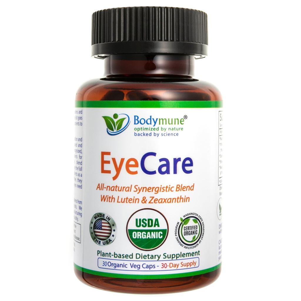 Bodymune Advanced EyeCare | USDA Organic Eye Health Supplement with Lutein & Zeaxanthin | Maqui, Goji & Sea Buckthorn Extracts | 30-Day Supply | Vegan, Non-GMO, Made in USA