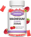 Μαγνήσιο Citrate Gummies, Υψηλή Απορρόφηση Magnesium Gummies για ενήλικες, τους μυς και τα δόντια Υποστήριξη, 60 Vegan Natural Raspberry Gummies