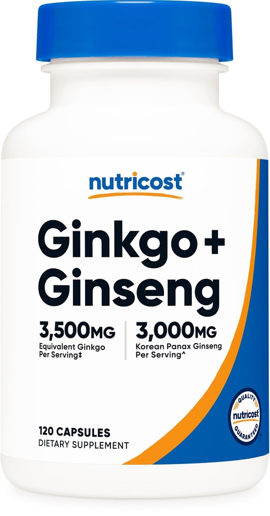 Nutricost Ginkgo + Ginseng Supplement 120 Capsules for 60 Servings Per Bottle - Gluten-Free, GMO-Free