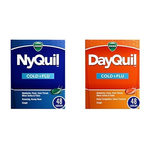Vicks DayQuil & NyQuil Bundle Pack, Cold & Flu Medicine, Powerful Multi-Symptom Daytime & Nighttime Relief for Headache, Fever, Sore Throat, Minor Aches & Pains, & Cough, 96ct