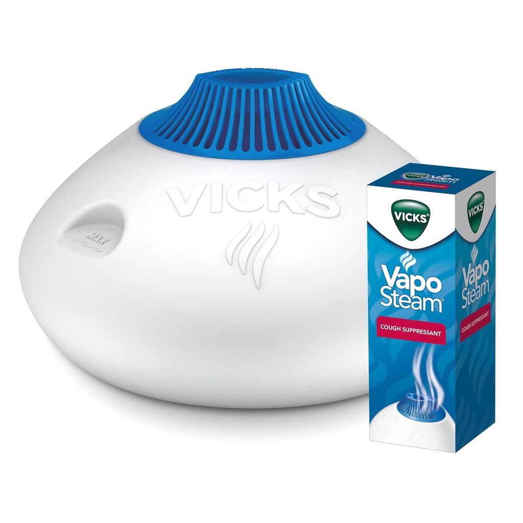 Vicks Warm Steam Vaporizer Bundle with 8 Oz VapoSteam Liquid Cough Suppressant, Helps Relieve Coughing, for Use in Vicks Vaporizers and Humidifiers