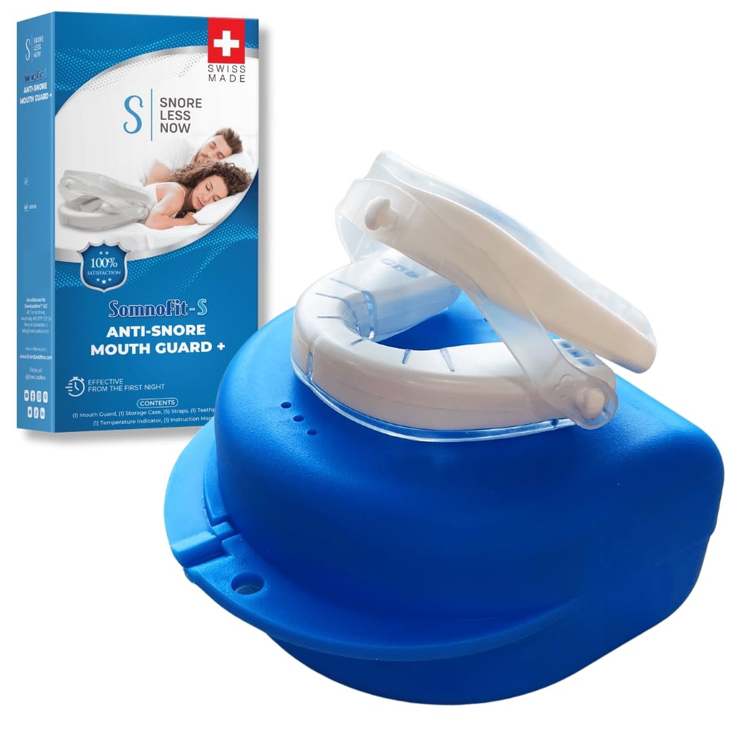 Somnofit-S Anti-Snore Mouth Guard by SnoreLessNow | Made in Switzerland | FDA Cleared | Most Comfortable Anti Snoring Mouthpiece | Sleep Tight Mouth Guard | Adjustable Snoring Solution for Men & Women