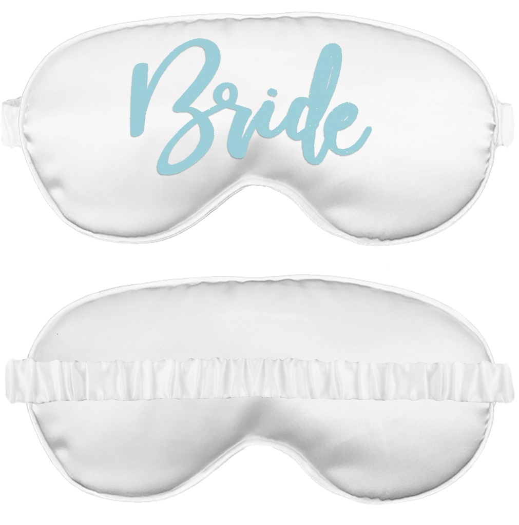 Something Blue Honeymoon Gifts for Bride to Be - Light Blue Glam Bride Bridal Grade Satin Sleep Mask - Bachelorette Party Blindfold - White Eye Mask(LtBlu GlmBrd) Wht