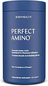 BodyHealth PerfectAmino (300 Tablets) Essential Amino Acid Supplement with BCAA and EAA, Muscle Recovery, Boost Energy & Stamina, 99% Utilization, Vegan Branched Chain Protein Pre/Post Workout