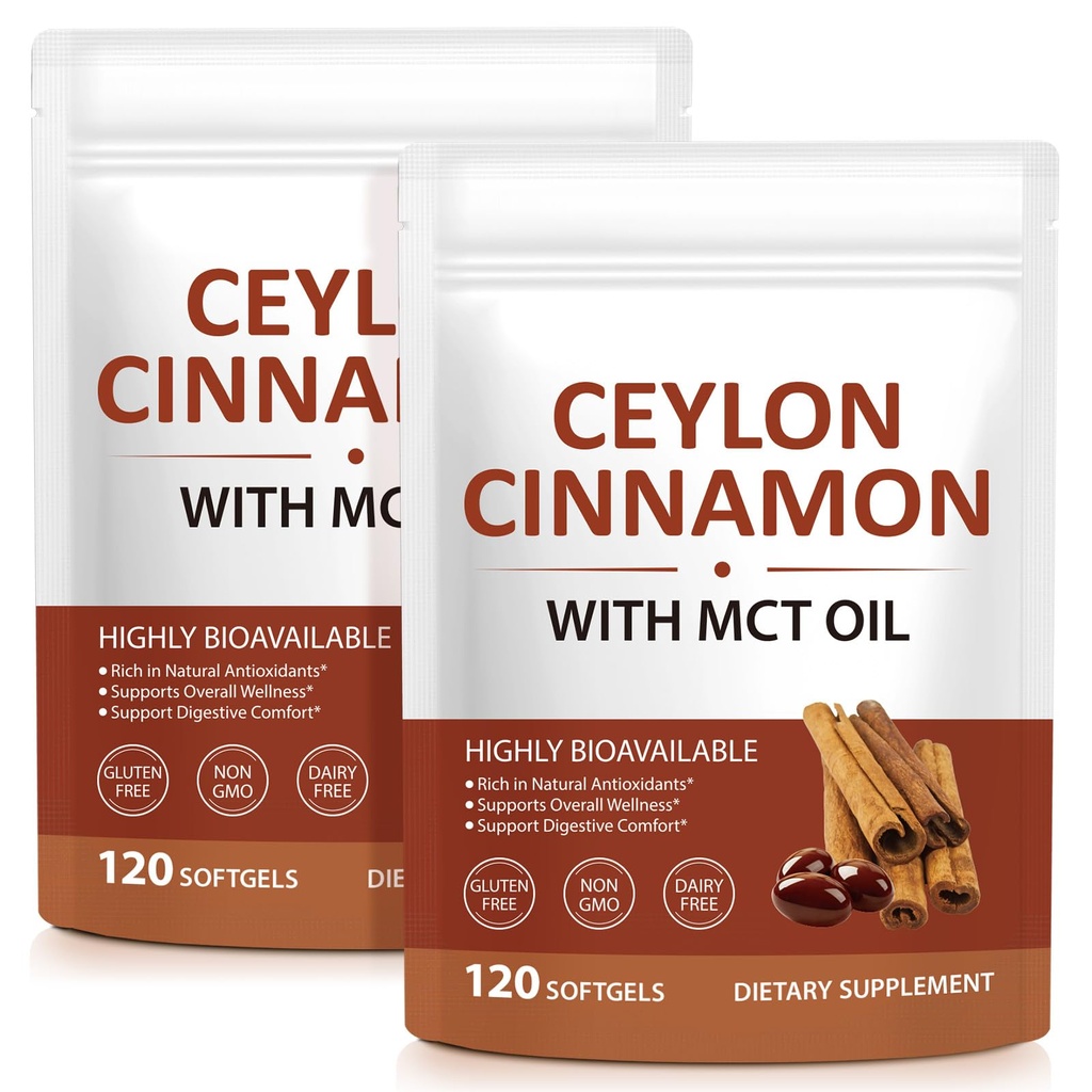 Ceylon Cinnamon SoftGels with MCT Oil – Non-GMO, Gluten-Free, 240 Softgels