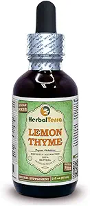 Lemon Thyme (Thymus x Citriodorus) Glycerite, Organic Dried Herb Alcohol-Free Liquid Extract (Brand Name: HerbalTerra, Proudly Made in USA) 2 fl.oz (60 ml)