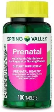 Prenatal Multivitamin/Multimineral for Pregnant and Nursing Women Dietary Supplement Tablets, 100 Count +Sticker vsl Store