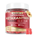 Astaxanthin 12mg 24mg Gummies, Astaxanthin Supplements for Women & Men, High-Absorption Organic Antioxidant for Skin, Eye & Immune Health, Vegan, Sugar-Free, Strawberry Flavor, 60 Count