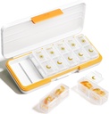AM PM Pill Organizer 2 φορές την ημέρα, 7 ημέρα Χάπια κουτί Εβδομαδιαία Pill Organizer Ταξίδι με ξεχωριστό εμπορευματοκιβώτιο, φορητός ημερήσιος Planner Planner θήκη για βιταμίνη, ιχθυέλαια, συμπληρώματα (Beige)