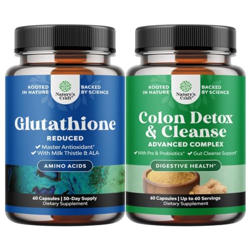 Bundle of Reduced Glutathione Supplement with Milk Thistle and Colon Cleanser & Detox - Probiotic Supplement