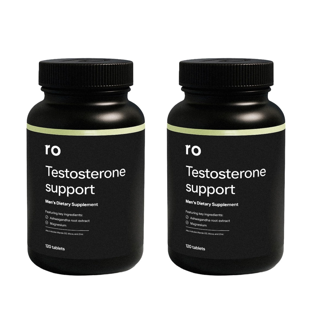 Ro Testosterone Support for Men | Daily Nutritional Supplement with Ashwagandha to Support Healthy Testosterone Levels and Magnesium to Promote Muscular Health | 2-Pack (240 Tablets)