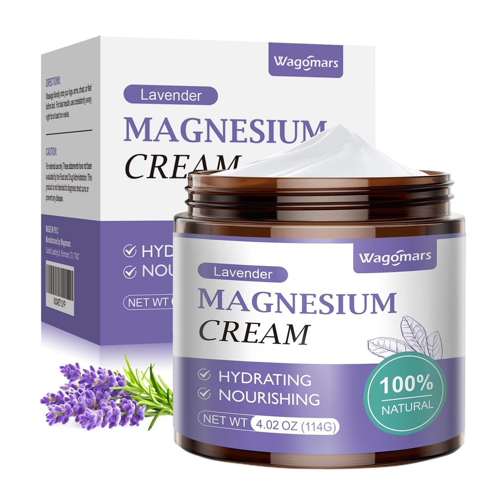 Κρέμα Μαγνησίου για τον Ύπνο - Φυσικό Topical Magnesium Lotion for Pain & Leg Cramps, Μυϊκή χαλάρωση, Ήρεμη - Νυχτερινή Βούτυρο Σώματος για Βαθύ Ενυδάτωση - Ασφαλές για Παιδιά (Λαβάντα)