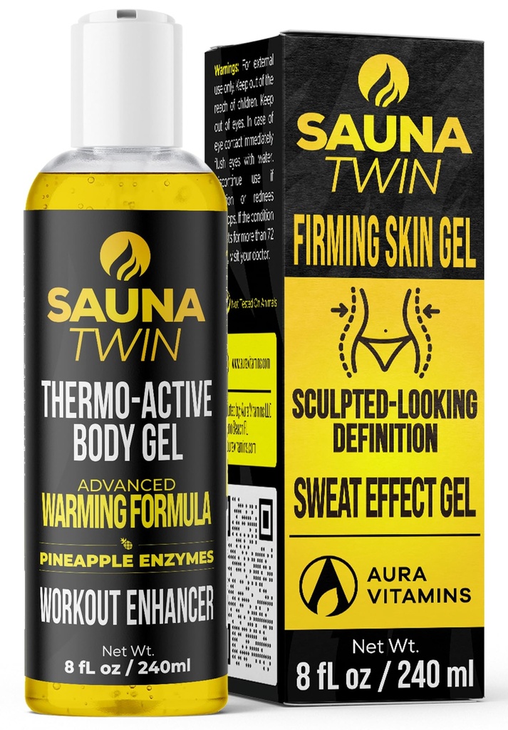 Sauna Twin Thermo-Active Body Gel Waist Trimmer Sweat Effect Warming Workout Enhancer for Trainer Band Wrap Massage Firming Circulation Performance Exercise Routine Faster Results 8 fl oz