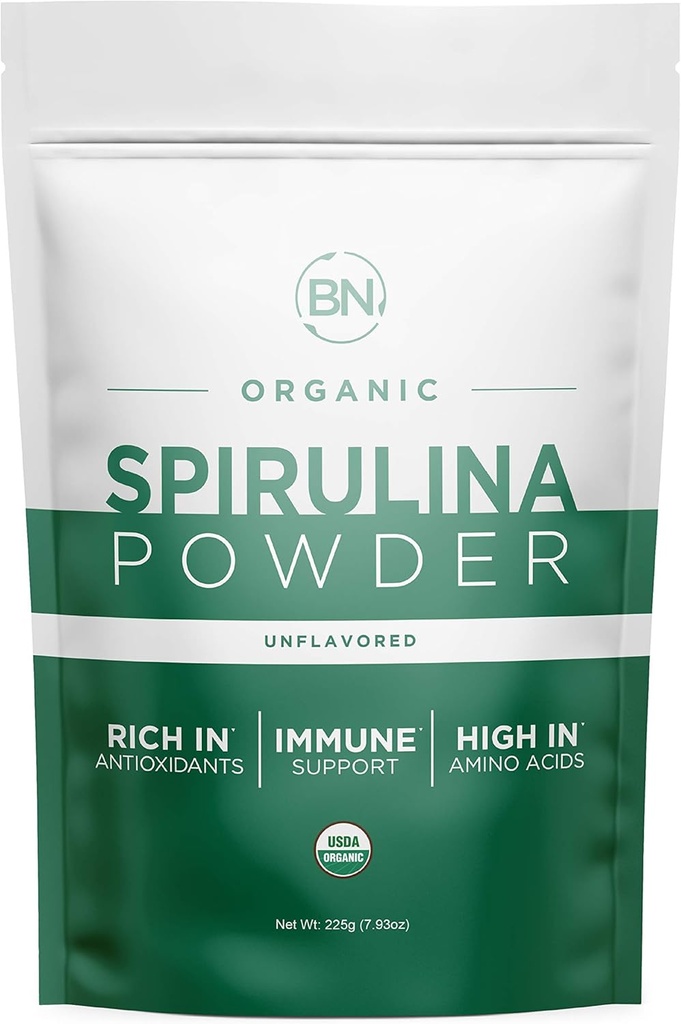 Spirulina σκόνη οργανική 225g - 64 εξυπηρετούν 3,5g μέγεθος - USDA Certified - RAW Θρεπτικό πόνο Πάνω από 70% πρωτεΐνη ανά υπηρεσία - πορώδη πηγή Vegan πρωτεΐνη - Superfood