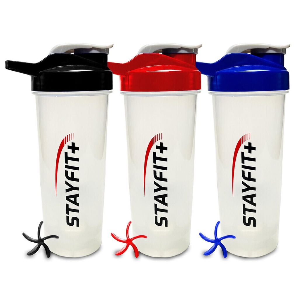 Stayfit Classic Loop Top Protein Shaker Bottle, 24-Ounce Pack of 3.
