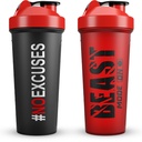 Jeela Sports 2 Pack Protein Shaker Bottles, 24 Oz, Leakproof, BPA-Free, Dishwasher Safe, Plastic, Ideal for Workouts, Gym, Smoothies