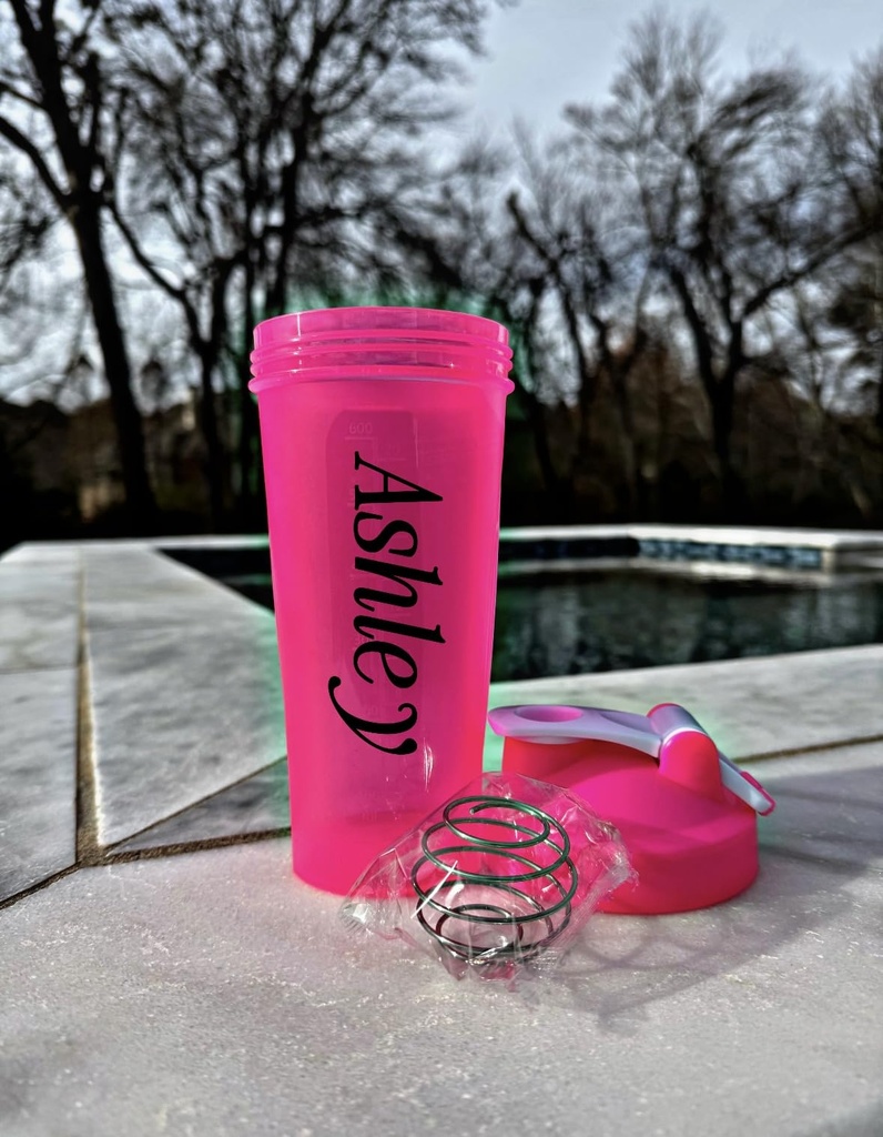Premium Protein Shaker Bottle with Metal Mixer, 24 oz, BPA-Free (Hot Pink)
