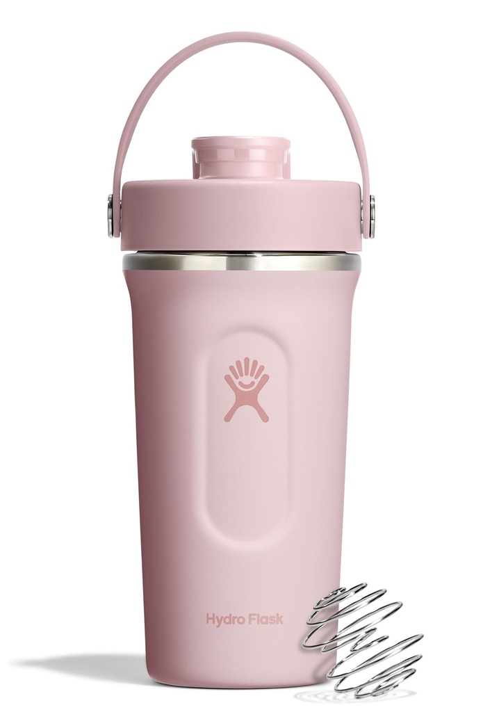 Hydro Flask Shaker Bottle – Insulated Stainless Steel Gym Bottle for Pre Workout & Protein 24 Oz Trillium Pink