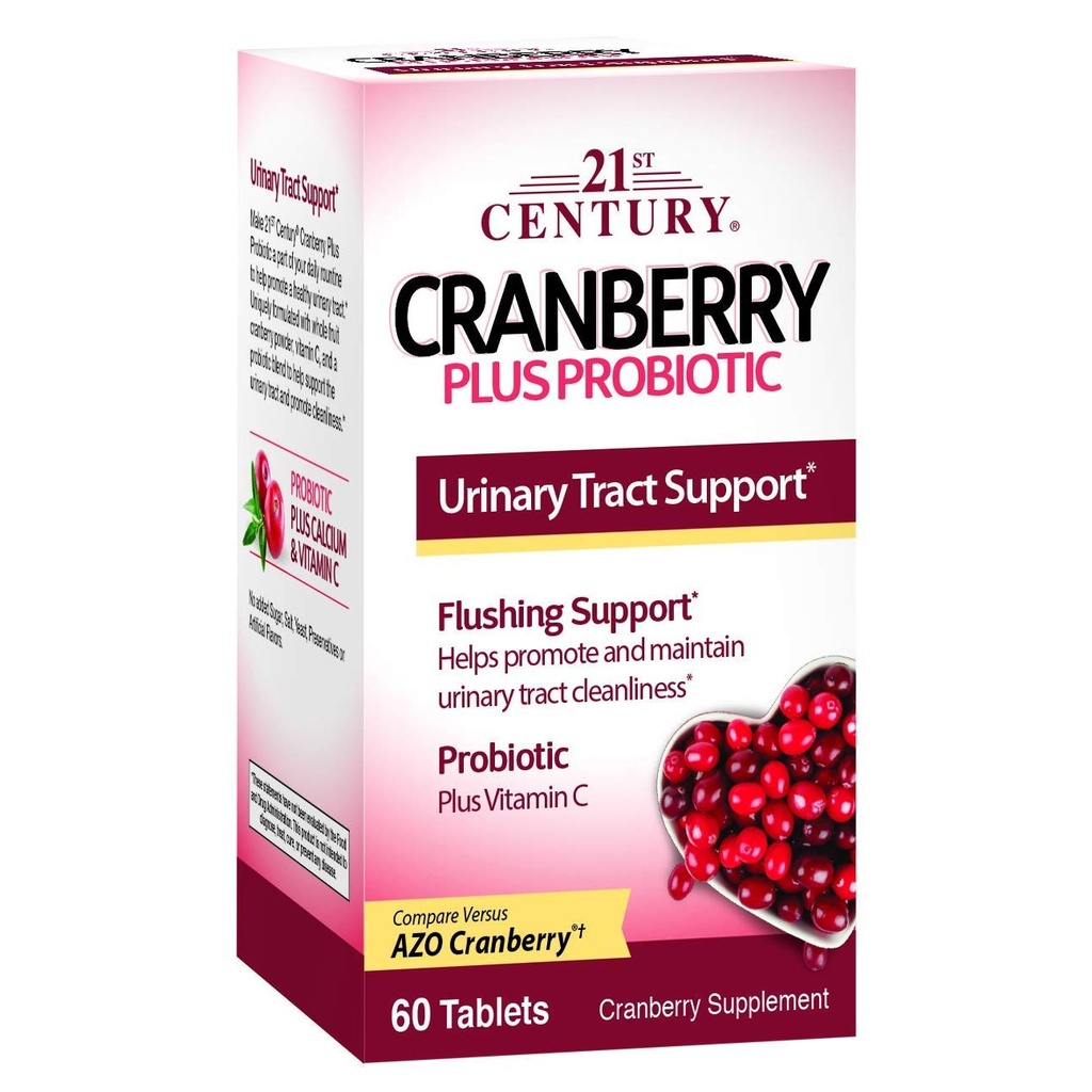 21st Century Cranberry Plus Probiotic - 60 Tablets, Pack of 4