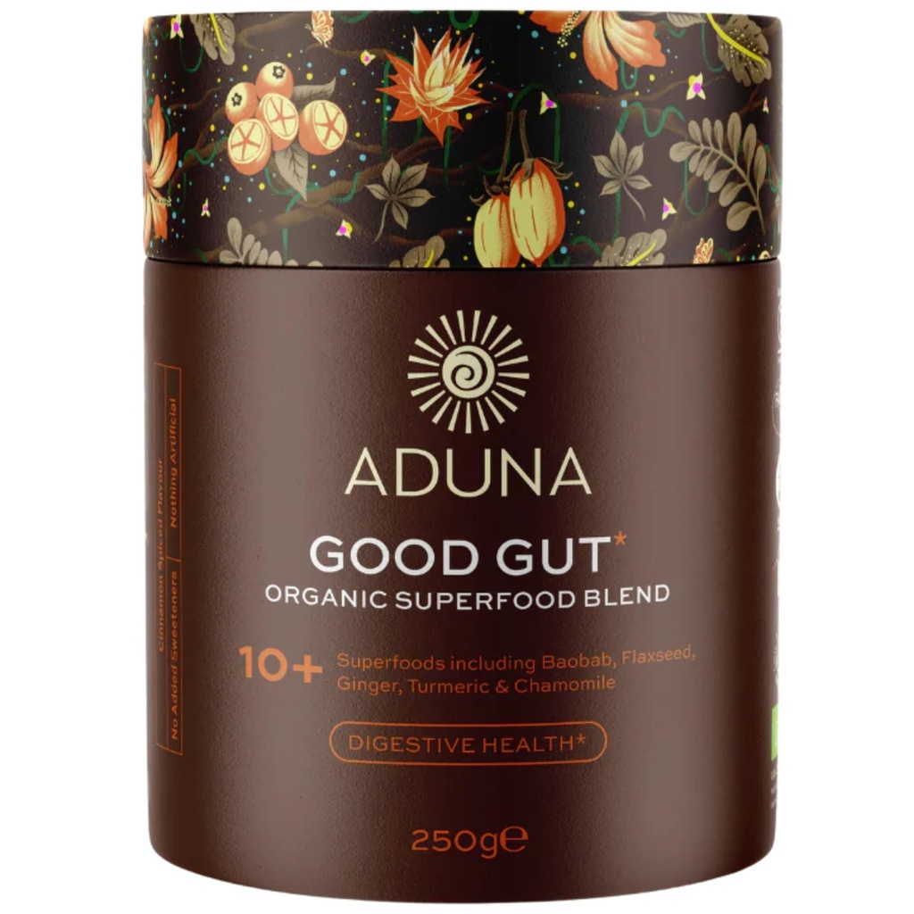 Aduna Organic Good Gut Superfood Blend | 100% Natural Stir-in Blend With 10+ Superfoods for Digestion, Gut Health & Prebiotic Fiber | Vegan Powder for Smoothies, Oatmeal & Yogurt | 250g
