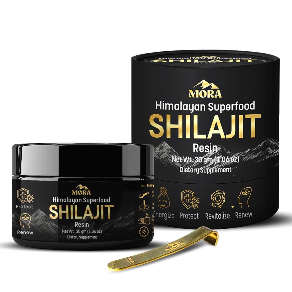 WellBeingMora Himalayan Shilajit Resin Supplement | 75%+ Fulvic Acid & 85+ Trace Minerals | High Potency Pure Shilajit Extract Resin for Men & Women | Third-Party Lab Tested | 30g