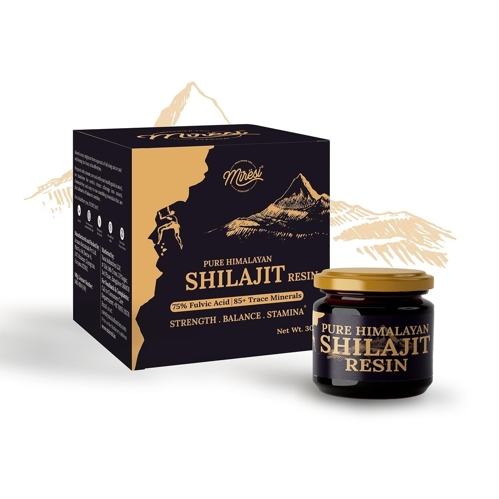 Miresi Shilajit Resin for Men & shilajit for Women – Authentic Gold-Grade Shilajit | 85+ Trace Minerals & Fulvic Acid | Supports Energy, Stamina & Immunity | Lab-Tested & Pure | 30g