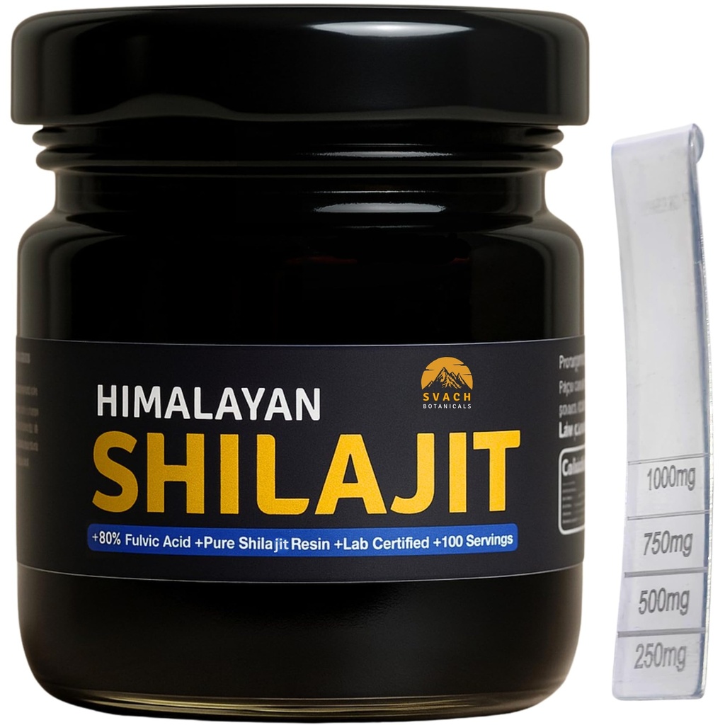 Shilajit Resin - 40g (100 Servings) 80% Fulvic Acid- Lab Tested- Himalayan Gold Grade for Men & Women High Potency with 85+ Trace Minerals