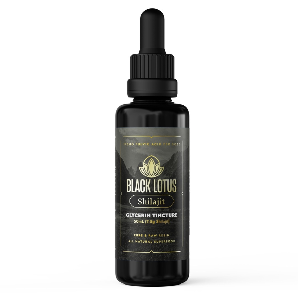 Black Lotus Pure Shilajit Resin Liquid Tincture, 50ml, 100% Pure Natural Shilajit for Men & Women with Amino Acids, 175mg Fulvic Acid, 85 Ionic Trace Minerals, for Immune Support, Focus, Energy