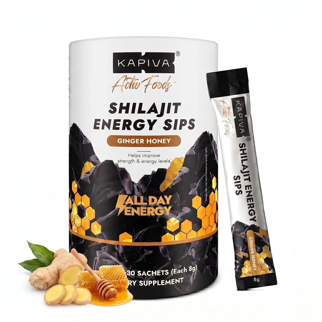 Kapiva Shilajit Honey Sticks, 7500mg Pure Shilajit, Easy-to-Consume On-the-Go Sticks, Energy & Stamina Support, Ginger Honey Flavor, 30 Count