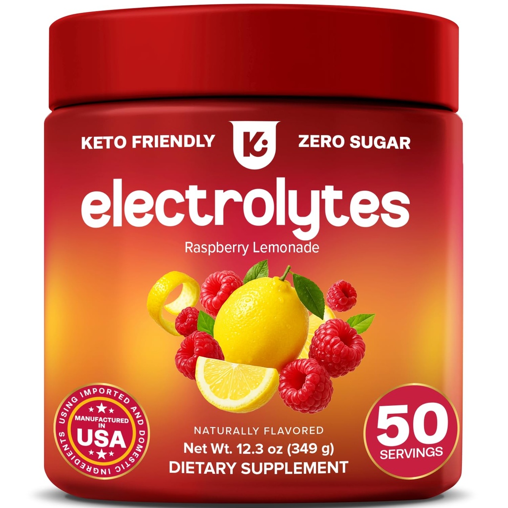 Keppi Electrolytes Powder – Raspberry Lemonade Flavor 50 Servings – No Sugar Hydration Supplement with Magnesium, Potassium, Sodium – Keto, Vegan, Fasting-Friendly, Zero Calorie Electrolyte Drink