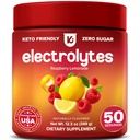 Keppi Electrolytes Powder – Raspberry Lemonade Flavor 50 Servings – No Sugar Hydration Supplement with Magnesium, Potassium, Sodium – Keto, Vegan, Fasting-Friendly, Zero Calorie Electrolyte Drink