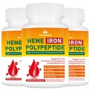 Heme Iron Supplement Vegan Easy to Absorb Vegan 180 Caps | Complete Iron Supplement for Women and Men, Iron Supplement with Folate, Vitamin C and Vitamin A Gut Friendly
