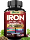 Iron Supplement, Slow Release with Probiotics, Spirulina, 60 Vegan Caps | With Probiotics, Spirulina, Turmeric, Vitamins B6, B12, C, Zinc, Folate, Beetroot, Nettle, Dandelion Root