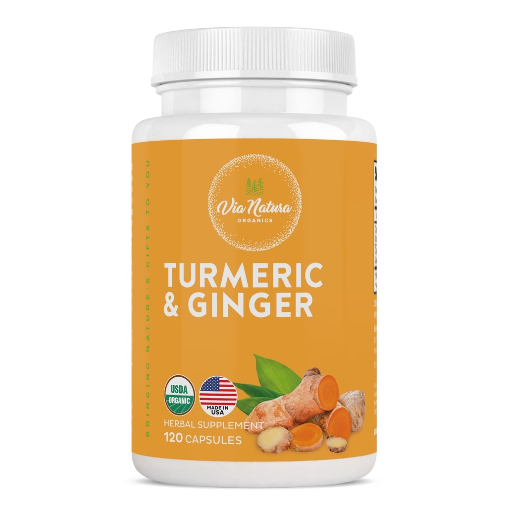 Turmeric & Ginger Capsules 1000mg | Organic Herbal Supplement | 120 Capsules