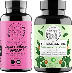 Happy Healthy Hippie Organic Ashwagandha Capsules & Vegan Collagen Builder