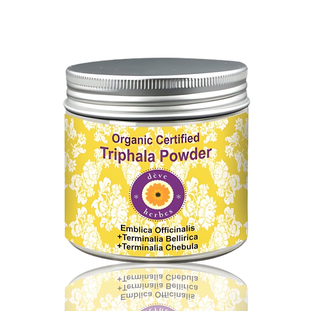 Deve Herbes Pure Triphla Powder (Emblica officinalis) + (Terminalia belerica) + (Terminalia chebula) Βιολογικός Πιστοποιημένος Φυσικός Θεραπευτικός Βαθμός 200gm, (7.05oz)