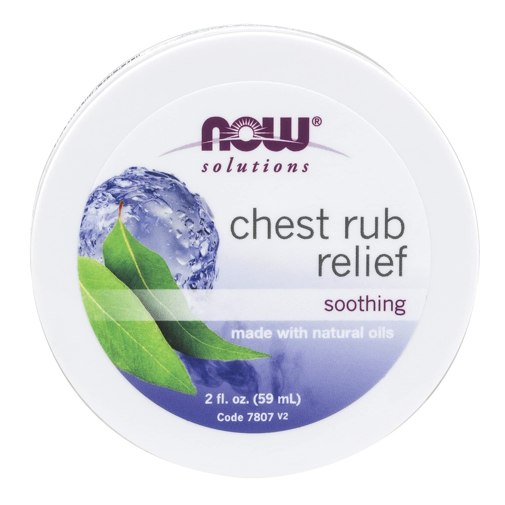 NOW Foods Solutions, Chest Rub Relief, Soothing and Warming, with Soothing Natural Oils and Menthol Aroma, for Breathing Comfort and Well-Being, 2-Ounce