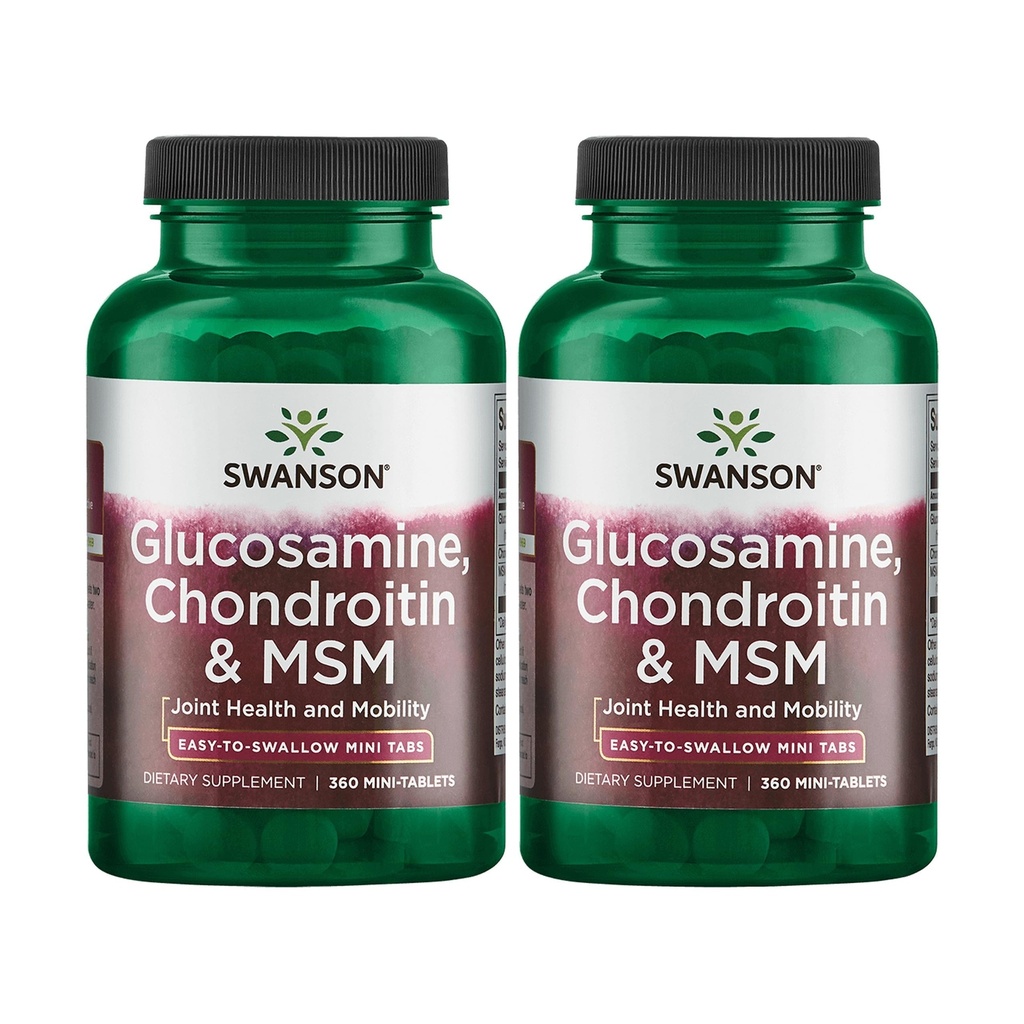 Swanson Glucosamine, Chondroitin & MSM - Cartilage & Joint Health Supplement* - Supports Mobility & Flexibility* - Easy-to-Swallow Mini Tablets - Gluten Free & Non-GMO - 360 Mini-Tablets (2 Pack)