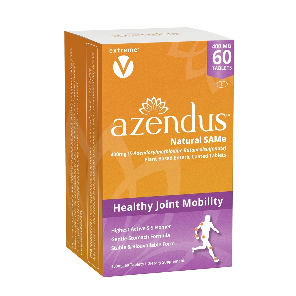 Azendus SAM-e Joint Support 400mg, 60 Count, Same Butanedisulfonate Fiber Enteric Coated Tablets
