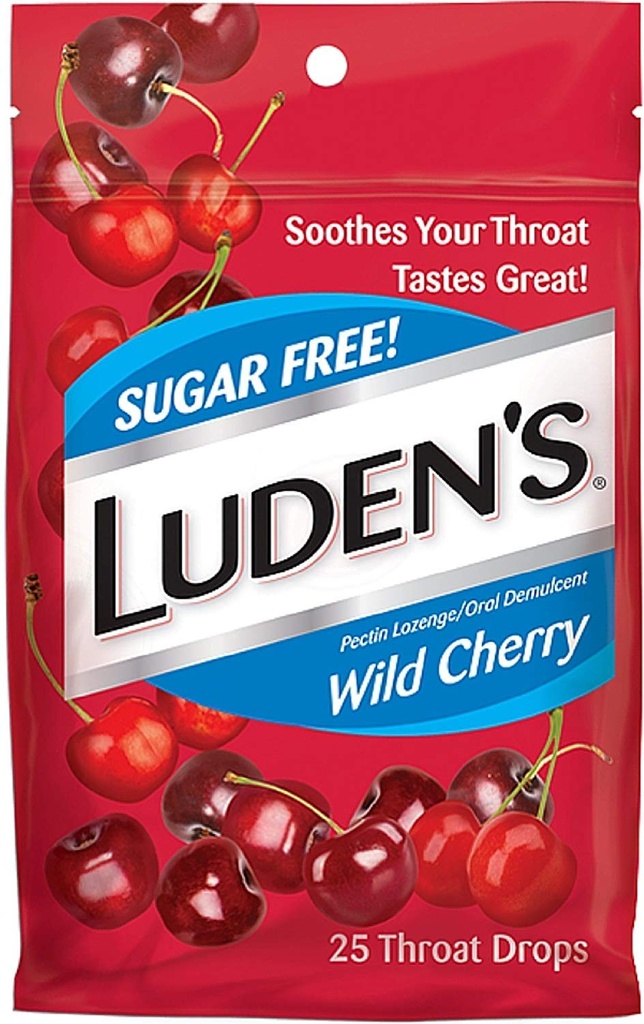 Luden's Sugar Free Throat Drops, Wild Cherry 25 ea (Pack of 10)