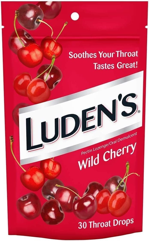 Luden's Wild Cherry Throat Drops | Deliciously Soothing | 30 Count (Pack of 1)