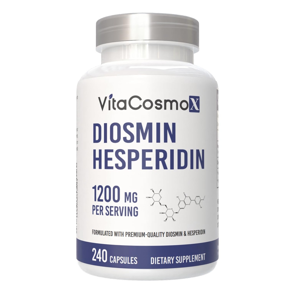 Diosmin Hesperidin 1200 mg Complex, 240 Capsules, Citrus Bioflavonoids Rich Fruit Extract, 100% Vegetarian, Non-GMO & Gluten Free