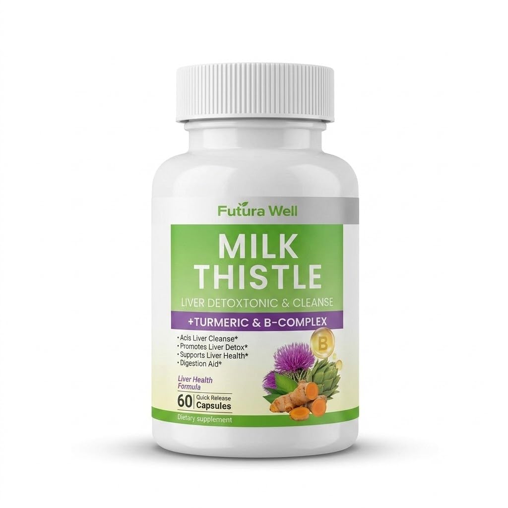 Milk Thistle Supplement with Silymarin, Liver Support Supplement with Milk Thistle Extract, Dandelion Root & Choline, Herbal Liver Health Formula, Milk Thistle Capsules for Daily Wellness Support