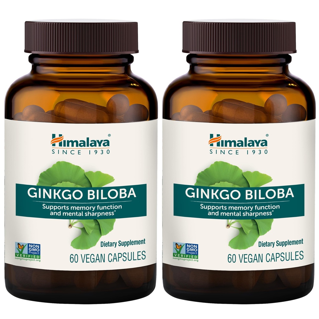 Himalaya Ginkgo Biloba Capsules, 120mg, Ginkgo Biloba Supplements for Brain Memory and Focus Support, Ginkgo Biloba Extract - Vegan, Gluten Free, 120 Capsules