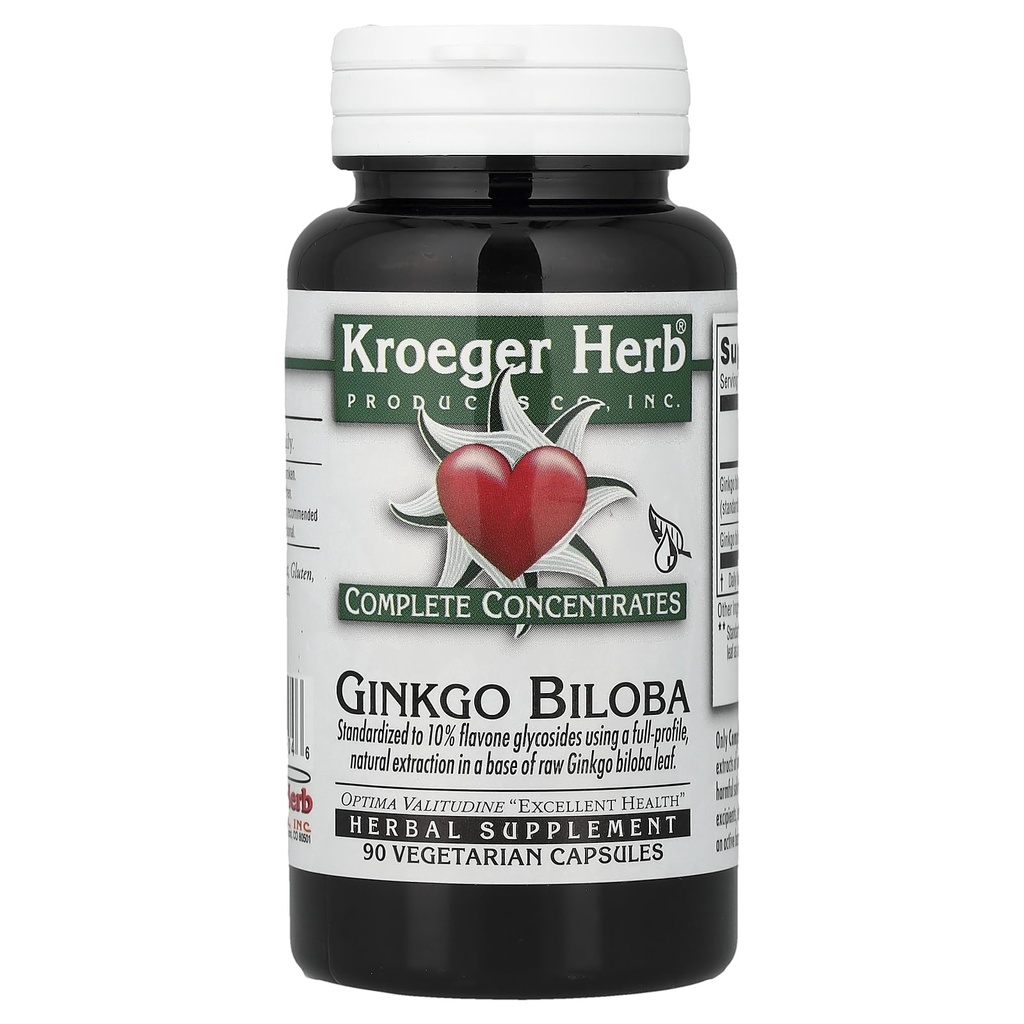 Kroeger Herb Ginkgo Biloba Vegetarian Capsules, 90 Count