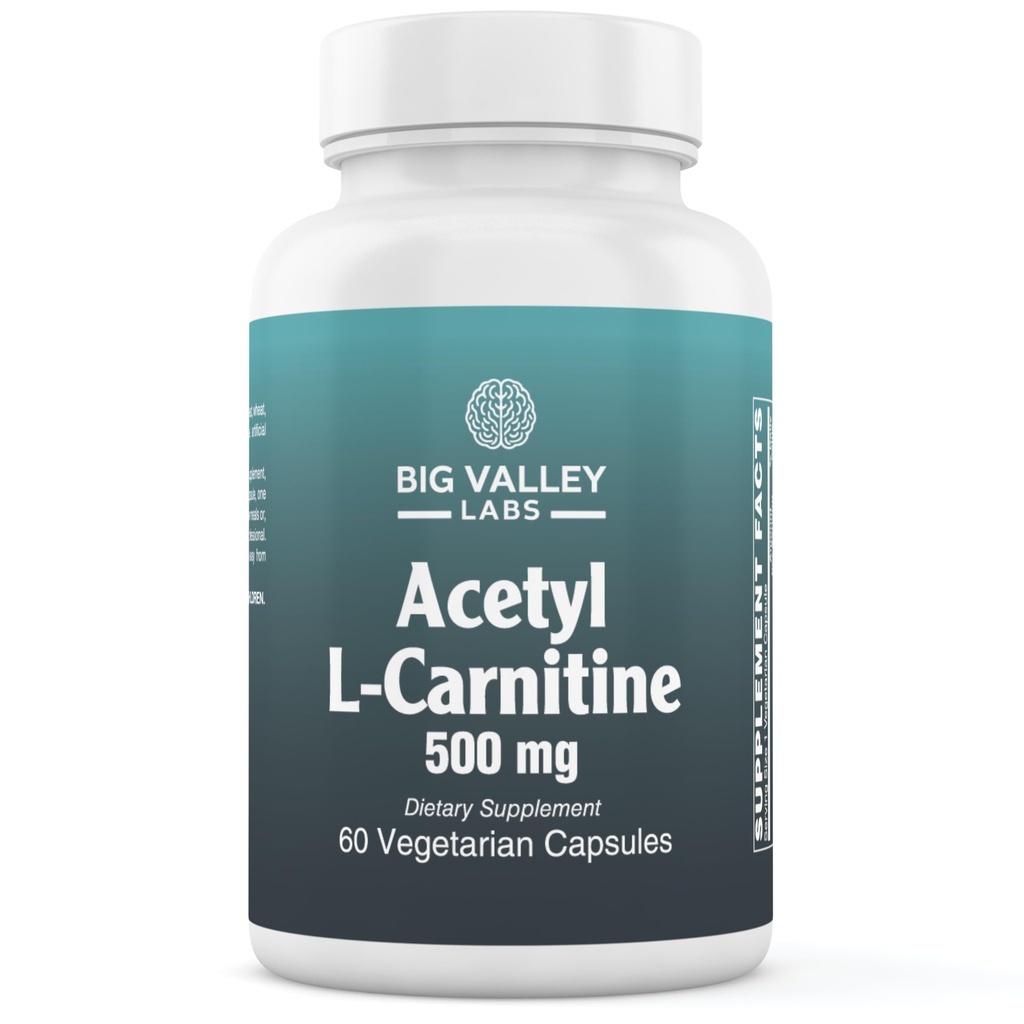 Acetyl-L-Carnitine 500 mg – Highly Bioavailable ALCAR for Cellular Energy & Wellness – Vegan, Non-GMO, Gluten-Free – 60 Veg Capsules