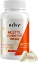 Heivy Pure Acetyl L-Carnitine 500mg | 180 Capsules, 180 Servings, Vegan, Non-GMO, Third-Party Tested, Made in USA GMP Facility, No Chemical Additives & Common Allergens